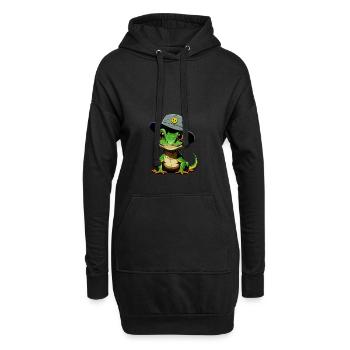 Lizzard w. Bucket-Hat - Hoodie-Kleid - Schwarz - Vorne