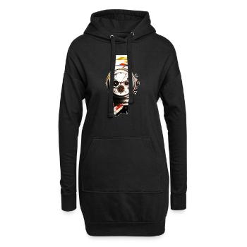 Chronograph Artwork mit 6 Zeigern als Vintage Uhr - Hoodie-Kleid - Schwarz - Vorne