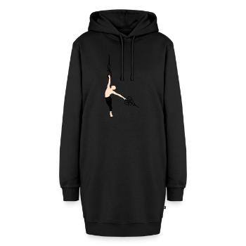 Uhr - Hoodie-Kleid - Schwarz - Vorne - AI Model Female 172 light (172cm)