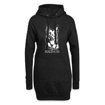 Belge Malinois Portrait Chien Chiens Wilsigns - Sweat-shirt à capuche long Femme - noir - Devant