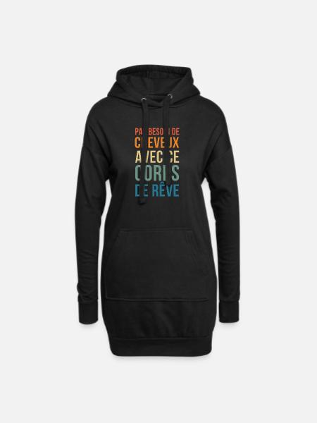 pas de besoin de cheveux dans ce Corps de Rêve - Sweat-shirt à capuche long Femme - noir