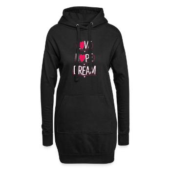 Liebe Hoffnung Traum Neon Herz Design - Hoodie-Kleid - Schwarz - Vorne