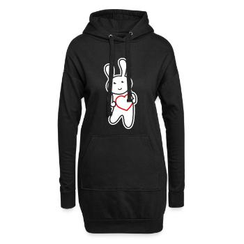 Häschen mit Herz: Liebe & Niedlichkeit - Hoodie-Kleid - Schwarz - Vorne