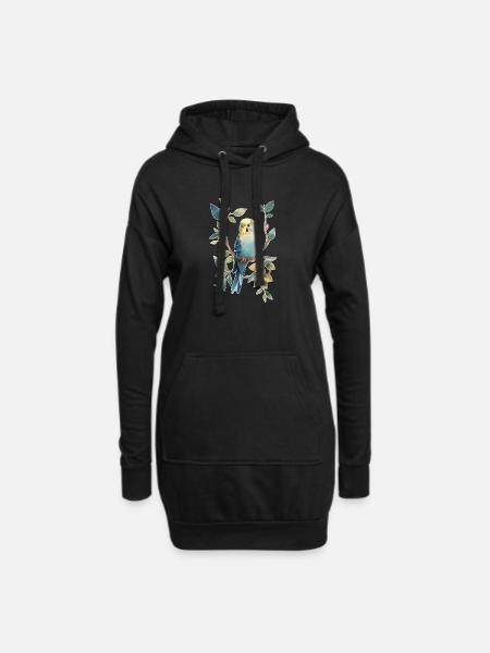 Wellensittich - Hoodie-Kleid - Schwarz