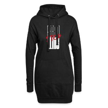 Stoppen Sie das Scrollen Typografie-Design - Hoodie-Kleid - Schwarz - Vorne