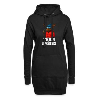 Team Apres Ski - Elch mit Schnaps - Party Crew - Hoodie-Kleid - Schwarz - Vorne