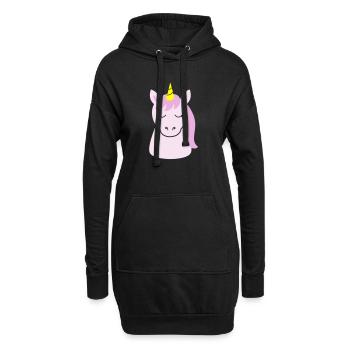 Süßes Einhorn mit geschlossenen Augen - Hoodie-Kleid - Schwarz - Vorne