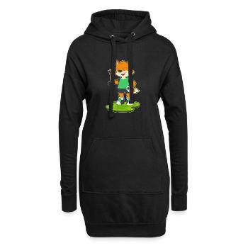 Fuchs Fußballspieler Fußball Sport - Hoodie-Kleid - Schwarz - Vorne
