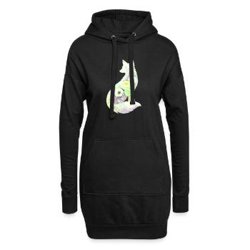Fuchs Silhouette Aquarell Blumen - Hoodie-Kleid - Schwarz - Vorne