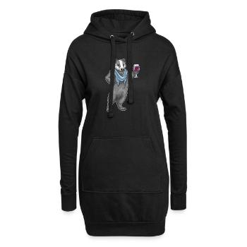 Dachs Rotwein - Hoodie-Kleid - Schwarz - Vorne