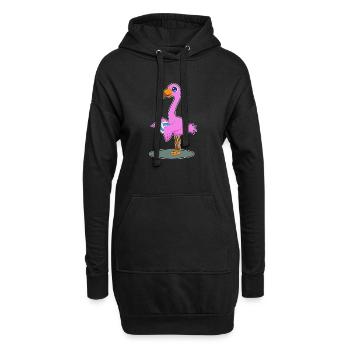 Flamingo Volleyballspieler Volleyball - Hoodie-Kleid - Schwarz - Vorne