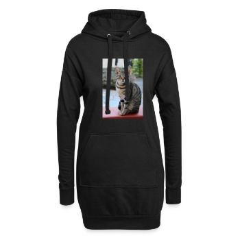 chat, chaton - Sweat-shirt à capuche long Femme - noir - Devant
