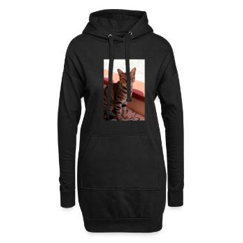chat, chaton - Sweat-shirt à capuche long Femme - noir - Devant