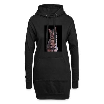 Chat chat chaton doux - Sweat-shirt à capuche long Femme - noir - Devant