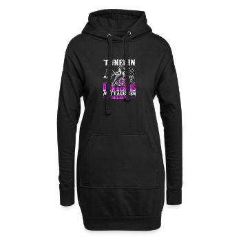 Weibliche Tunerin mach dir dein Mittagessen selbst - Hoodie-Kleid - Schwarz - Vorne