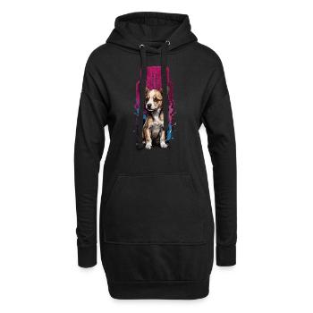 Adorable chiot Pembroke Welsh Corgi - Sweat-shirt à capuche long Femme - noir - Devant