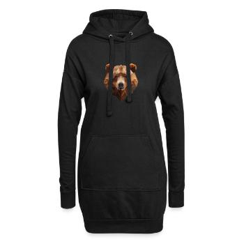 Ours brun | Conception de logo d’art low poly - Sweat-shirt à capuche long Femme - noir - Devant