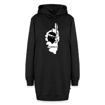 Corsica Insel mit Karte Frankreich mit Piratenkopf - Hoodie-Kleid - Schwarz - Vorne