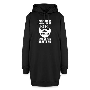 Bärtig Bartträger Schnurrbart Bart - Hoodie-Kleid - Schwarz - Vorne
