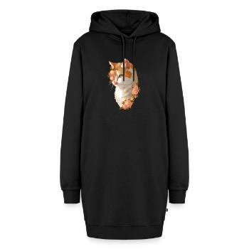 Rote Katze Rosen Blumen Brightheart Lichtherz - Hoodie-Kleid - Schwarz - Vorne