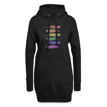 Plumes Arc-en-ciel - Sweat-shirt à capuche long Femme - noir - Devant