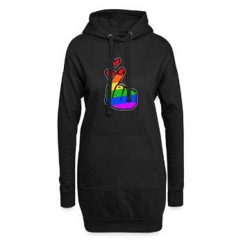 Frieden Herz Liebe Regenbogen Friedensbewegung - Hoodie-Kleid - Schwarz - Vorne