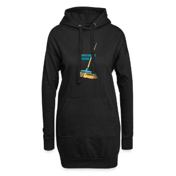 broom housemans friend | Besen - Hoodie-Kleid - Schwarz - Vorne
