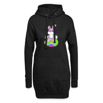 Méditation de Pâques avec un lapin - Sweat-shirt à capuche long Femme - noir - Devant
