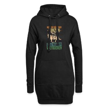 fille cool voltige équitation - Sweat-shirt à capuche long Femme - noir - Devant
