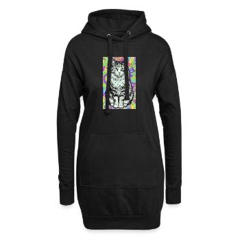 chat - Sweat-shirt à capuche long Femme - noir - Devant