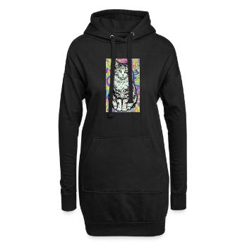 chat - Sweat-shirt à capuche long Femme - noir - Devant