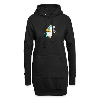 Fliegendes Comic Einhorn - Hoodie-Kleid - Schwarz - Vorne