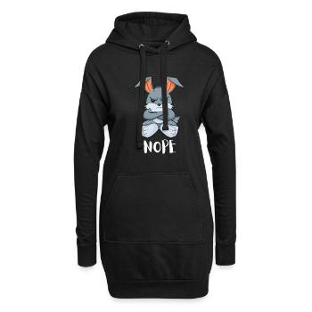 Non Lapin paresseux drôle - Sweat-shirt à capuche long Femme - noir - Devant