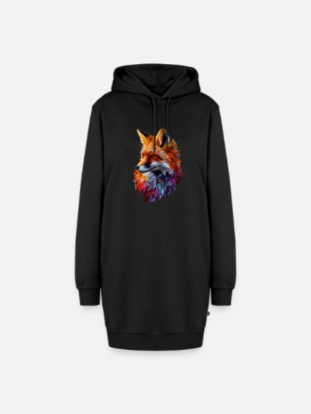 Geometrischer Fuchs Abstrakte Kunst Fuchs Tier - Hoodie-Kleid - Schwarz