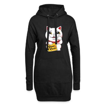 Maneki Neko Japan Glücksbringer - Hoodie-Kleid - Schwarz - Vorne