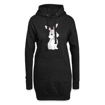 Mignon lapin souriant - Sweat-shirt à capuche long Femme - noir - Devant