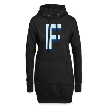 Lettre f bleu pop et moderne - Sweat-shirt à capuche long Femme - noir - Devant