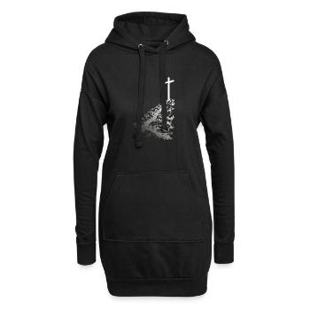 Weißes Kreuz mit Schatten - Hoodie-Kleid - Schwarz - Vorne