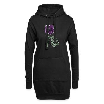 Blumenmotiv mit Handgeschriebenem Gruß - Hoodie-Kleid - Schwarz - Vorne