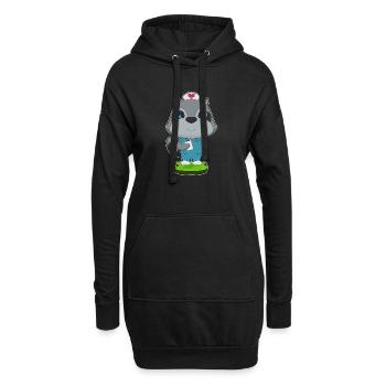 Waschbär Krankenschwester  - Hoodie-Kleid - Schwarz - Vorne