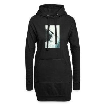 Fließende Strukturen - Hoodie-Kleid - Schwarz - Vorne
