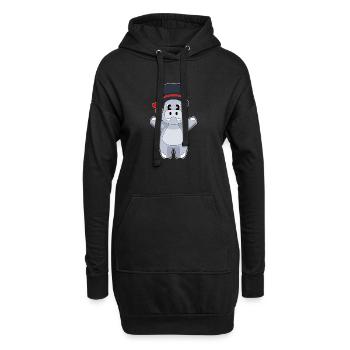 Nilpferd Bräutigam Zylinder Hochzeit - Hoodie-Kleid - Schwarz - Vorne