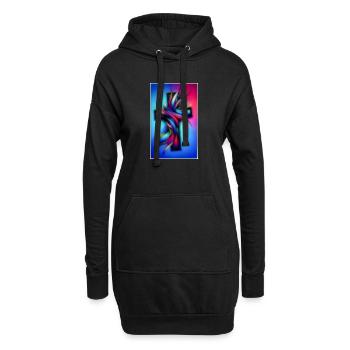 Kreuz bunt - Hoodie-Kleid - Schwarz - Vorne