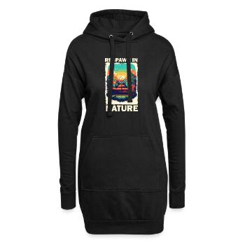 Gaming und Natur im Retro-Style - Hoodie-Kleid - Schwarz - Vorne