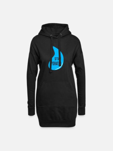 Stay Hydrated Water Drop Design – Fitness Quote - Hoodie-Kleid - Schwarz