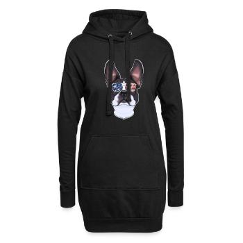 Boston Terrier USA Lunettes de soleil I Drapeau américain - Sweat-shirt à capuche long Femme - noir - Devant
