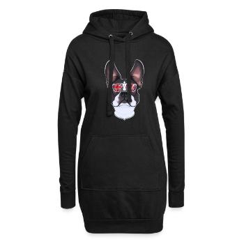 Boston Terrier UK Lunettes de soleil I Drapeau anglais I - Sweat-shirt à capuche long Femme - noir - Devant