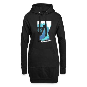 Schlittschuh Eislauf 6. Kindergeburtstag - Hoodie-Kleid - Schwarz - Vorne
