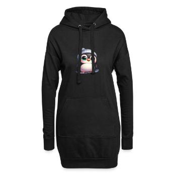 Mignon pingouin snowboard dessin animé d’hiver - Sweat-shirt à capuche long Femme - noir - Devant