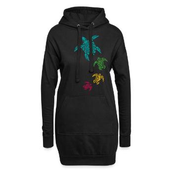 Tortues - Sweat-shirt à capuche long Femme - noir - Devant
